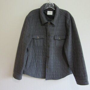 BILLY REID Gray Quilted Wool Down Collared Lined L Long Sleeve Shirt Jacket